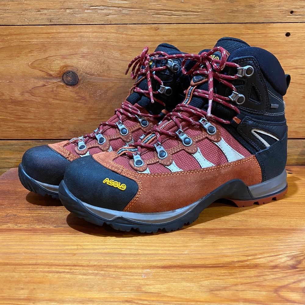 Asolo Strynger Orange Suede GoreTex Hiking Hiker Boots water resistant womens 9